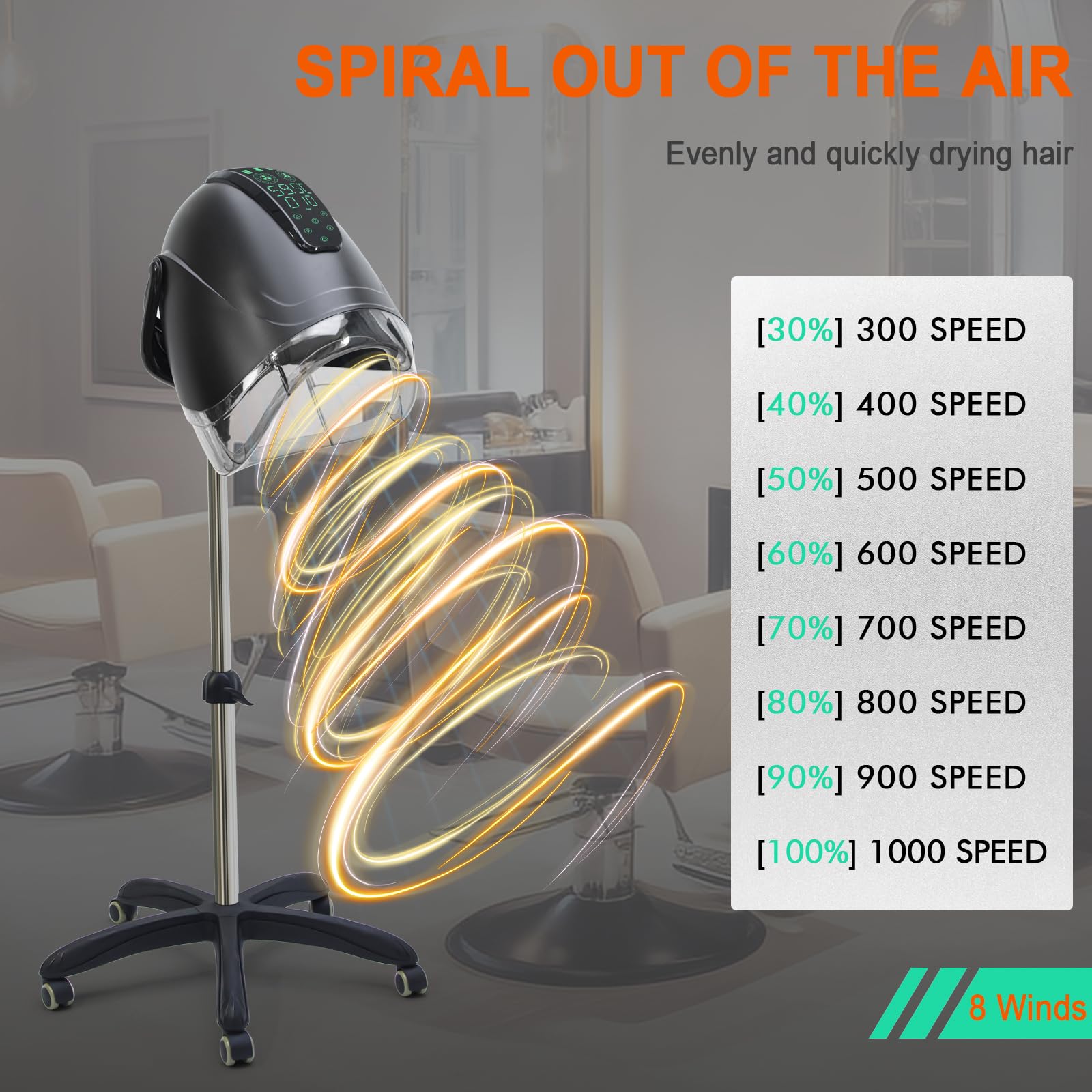 1000W Standing Hair Dryer Digital Hooded Hair Dryer Professional